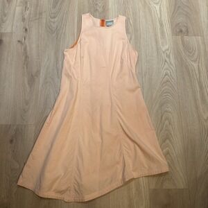 Maeve Anthropology Dress Orange US 14 Asymmetrical Hem Linen Blend Lagenlook